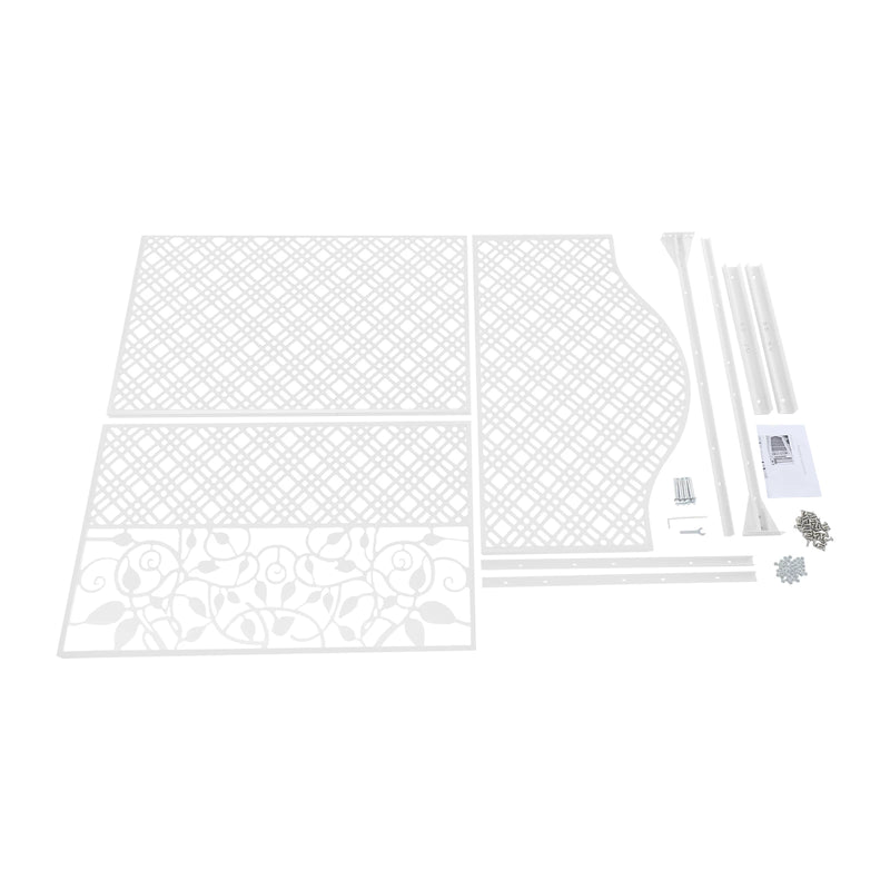 Paravent Extérieur Acier Blanc Treillis Arqué Autoportant 100 x 185 cm