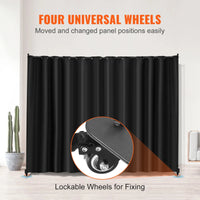 Paravent Mobile sur Roulettes Tissu Noir Occultant 308 x 245 cm
