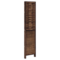 Paravent 3 panneaux bois paulownia et bambou tressé brun foncé, pour préserver son intimité