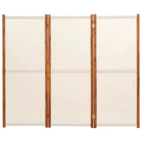 Paravent 3 Panneaux Bois d'Acacia Textilène Crème 210 x 180 cm