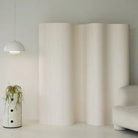 Paravent ondulé souple en lames de bois 4 couleurs, coloris blanc