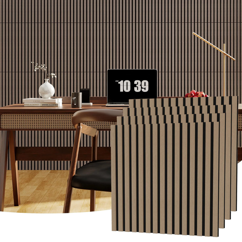 Panneau Acoustique Mural à Lattes Bois 60 x 60 cm, Lot de 6, 8 ou 10