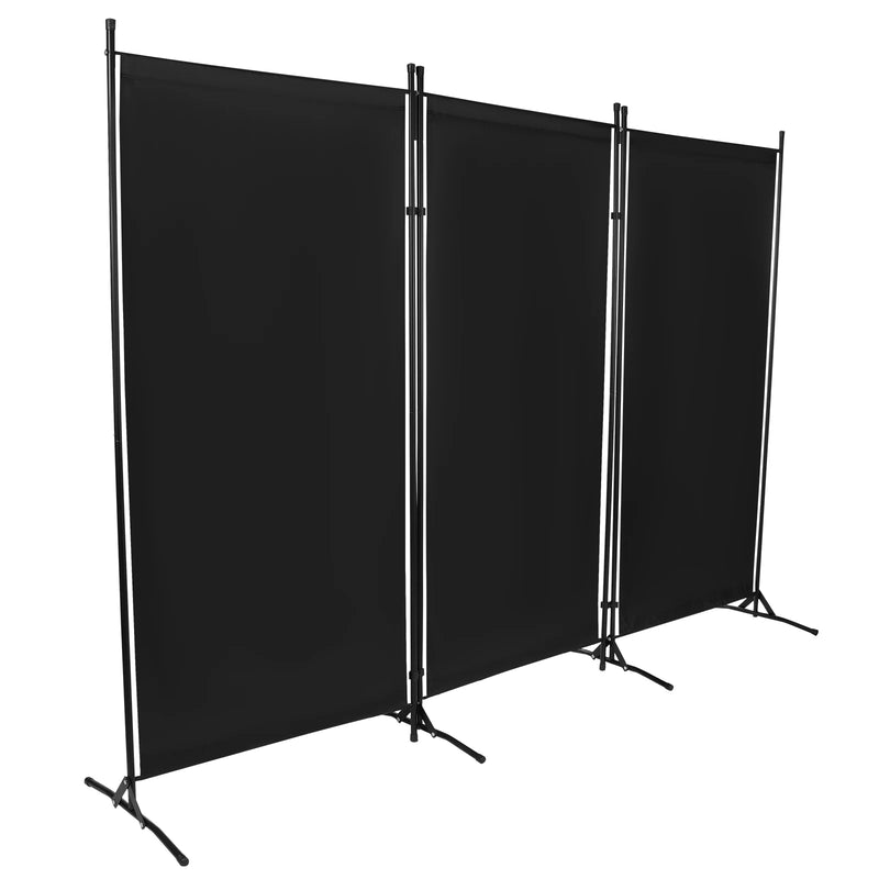 Paravent 3 panneaux tissu Oxford noir, pour une chambre