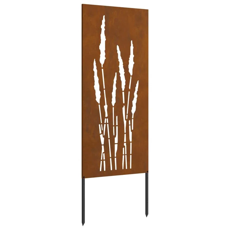 Paravent extérieur acier brun rouille motif herbes, pour un balcon