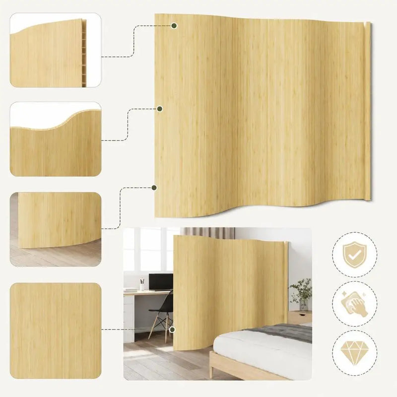 Paravent bambou ondulé souple beige