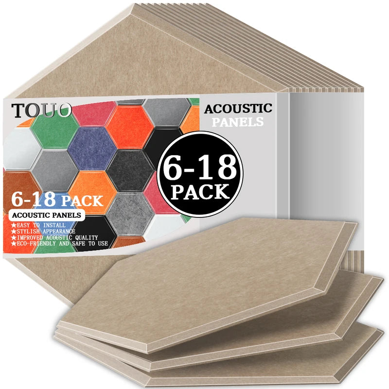 Panneau Acoustique Mural Hexagonal Polyester 6 à 18 Pièces 0,8 cm