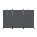 Paravent 6 Panneaux Gris Cadre Acier Autoportant 304 x 180 cm