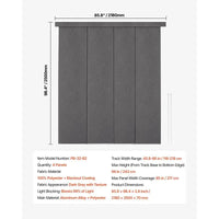 Panneaux Japonais Occultants Gris Foncé sur Rail Extensible, Hauteur 243 cm