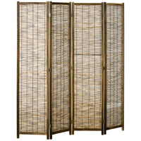 Paravent 4 Panneaux Paulownia et Roseau Naturel 160 x 170 cm