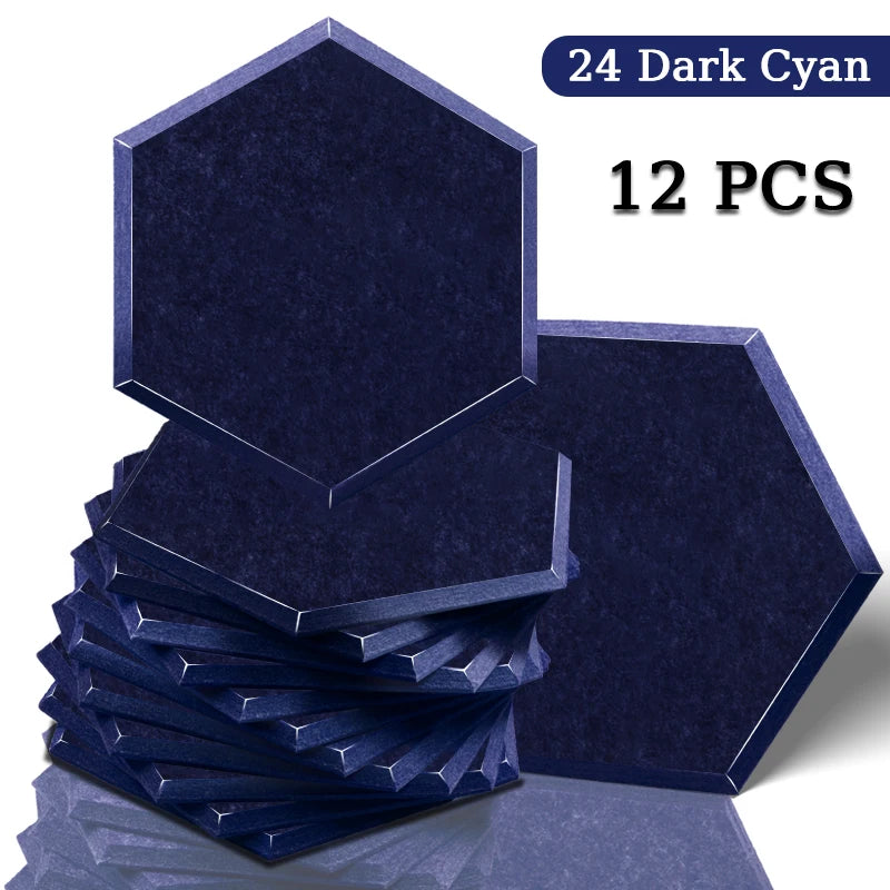 Panneau Acoustique Décoratif Hexagonal 12 Pièces Polyester 0,8 à 1,2 cm
