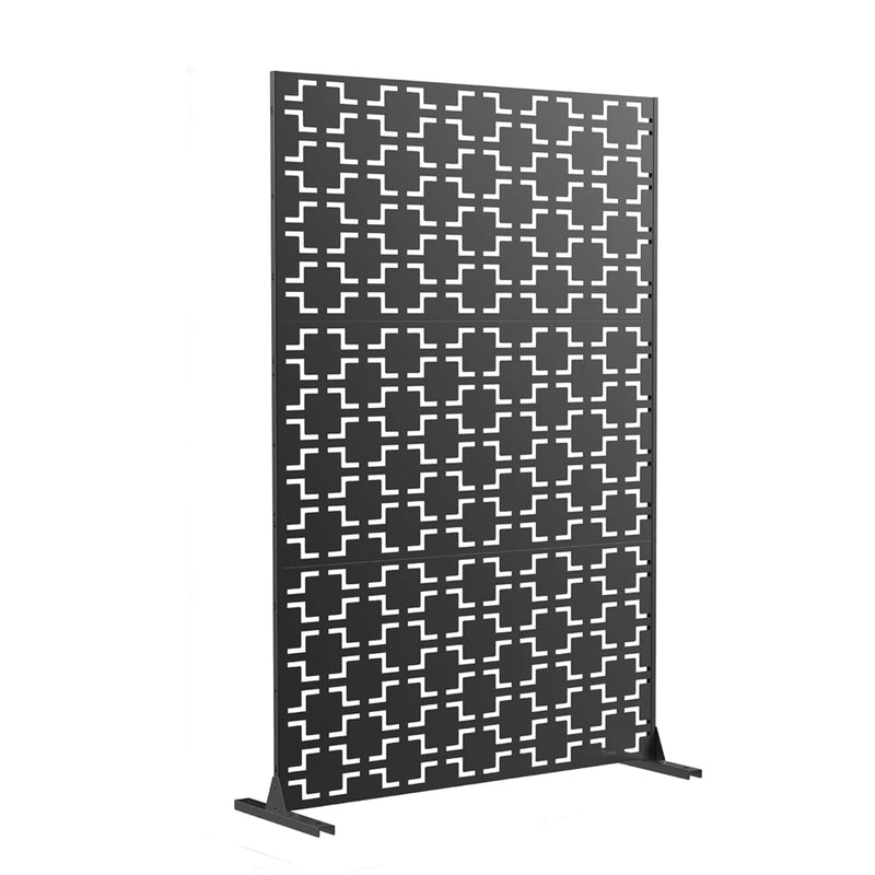 Paravent Extérieur Métal Noir 6 Motifs Autoportant 122 x 198 cm