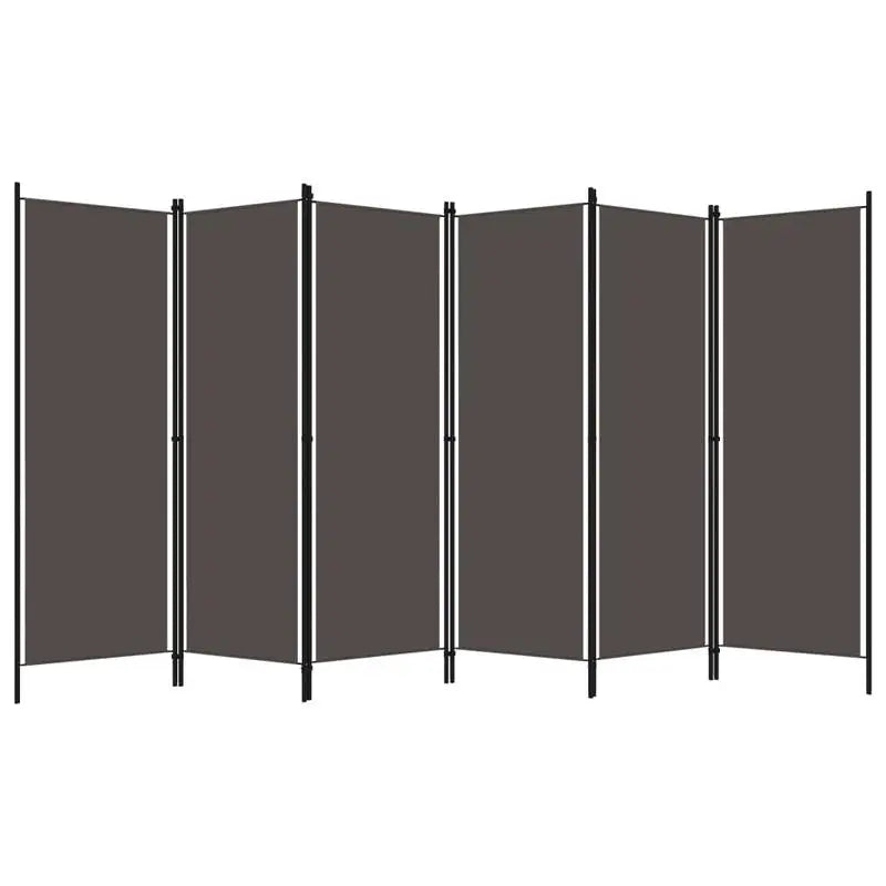 Paravent 6 Panneaux Autoportant Tissu Anthracite 300 x 180 cm