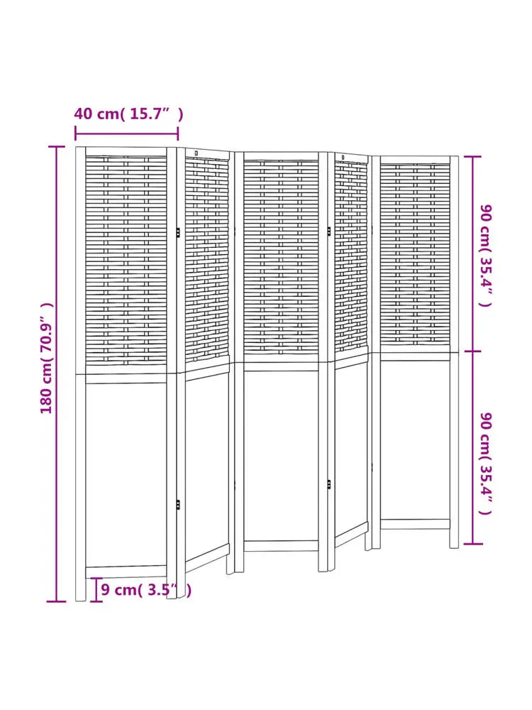 Paravent 5 Panneaux Bois Tressé Brun Foncé 180 cm