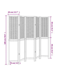 Paravent 5 Panneaux Bois Tressé Brun Foncé 180 cm