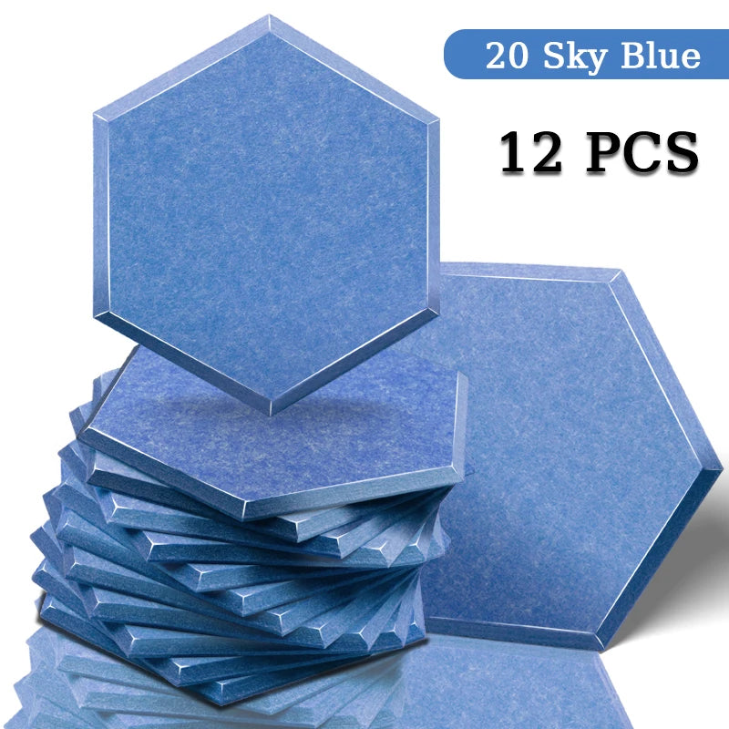Panneau Acoustique Mural Hexagonal Polyester Lot de 12, 0,8 à 1,2 cm