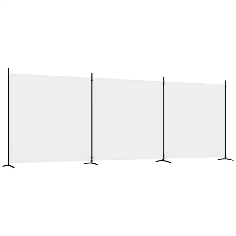 Paravent 3 Panneaux Large Tissu Blanc 525 x 180 cm