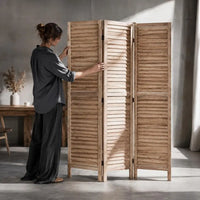Paravent Persiennes 4 Panneaux Paulownia Naturel 162 x 170 cm