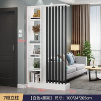 Étagère séparatrice de pièce à lames verticales blanc noir gris, dimensions structure blanche, 7 lames noires, largeur 100 cm