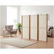 Paravent 5 Panneaux Bois d'Acacia Textilène Crème 350 x 180 cm