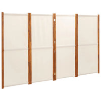 Paravent 4 Panneaux Bois d'Acacia Textilène Crème 280 x 180 cm