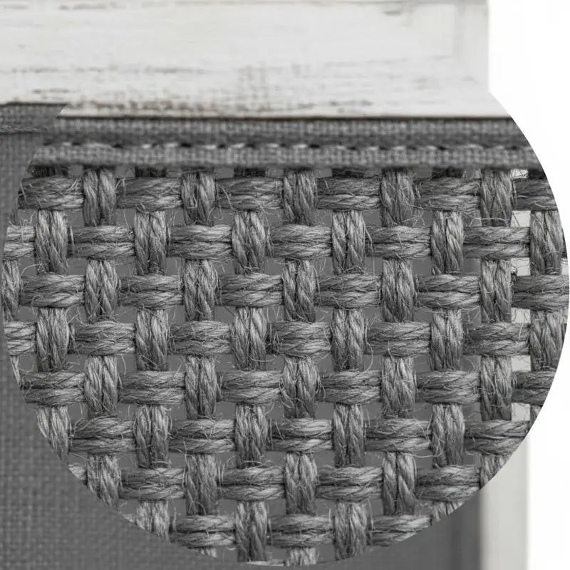 Paravent 6 Panneaux Tissu Gris Cadre Blanc Ajouré 210 x 165 cm