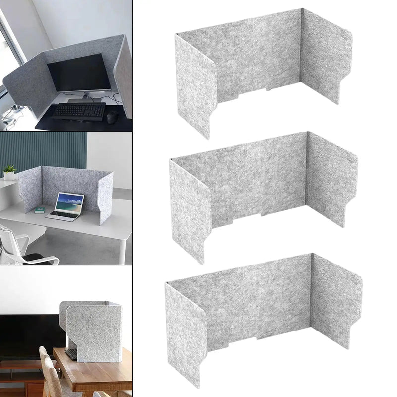 Séparateur de bureau acoustique feutre gris, pour travailler au calme