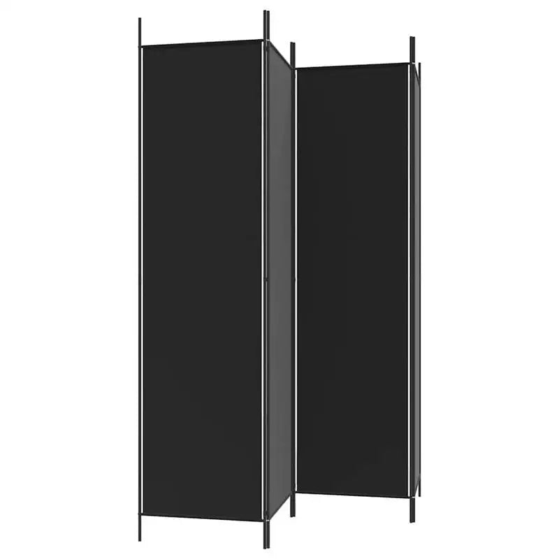 Paravent 4 Panneaux Tissu Noir 200 x 200 cm