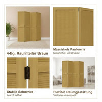 Paravent 4 panneaux paulownia et bambou brun, pour un coin bureau