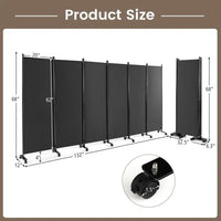 Paravent 6 Panneaux sur Roulettes Tissu Anthracite 335 x 173 cm