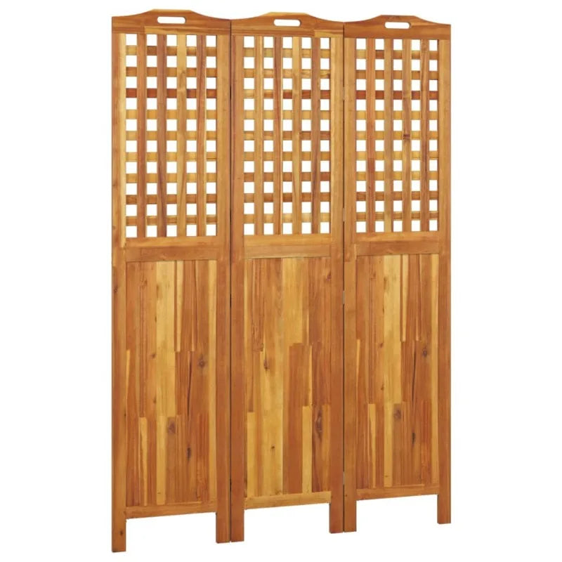 Paravent 3 Panneaux Acacia Massif Ajouré Brun 121,5 x 180 cm