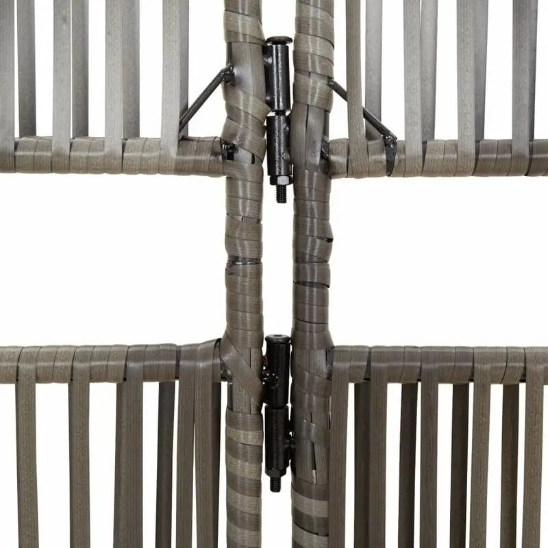 Paravent 6 Panneaux Résine Tressée Gris Cadre Acier 300 x 180 cm