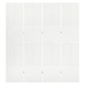 Paravent 4 Panneaux Acier Blanc Perforé 160 x 180 cm