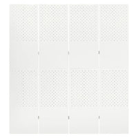 Paravent 4 Panneaux Acier Blanc Perforé 160 x 180 cm