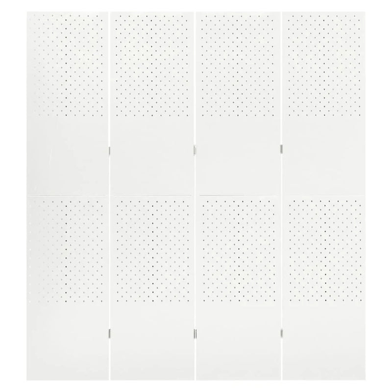 Paravent 4 Panneaux Acier Blanc Perforé 160 x 180 cm