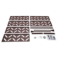 Paravent extérieur acier marron chevrons ajourés autoportant, pour un jardin