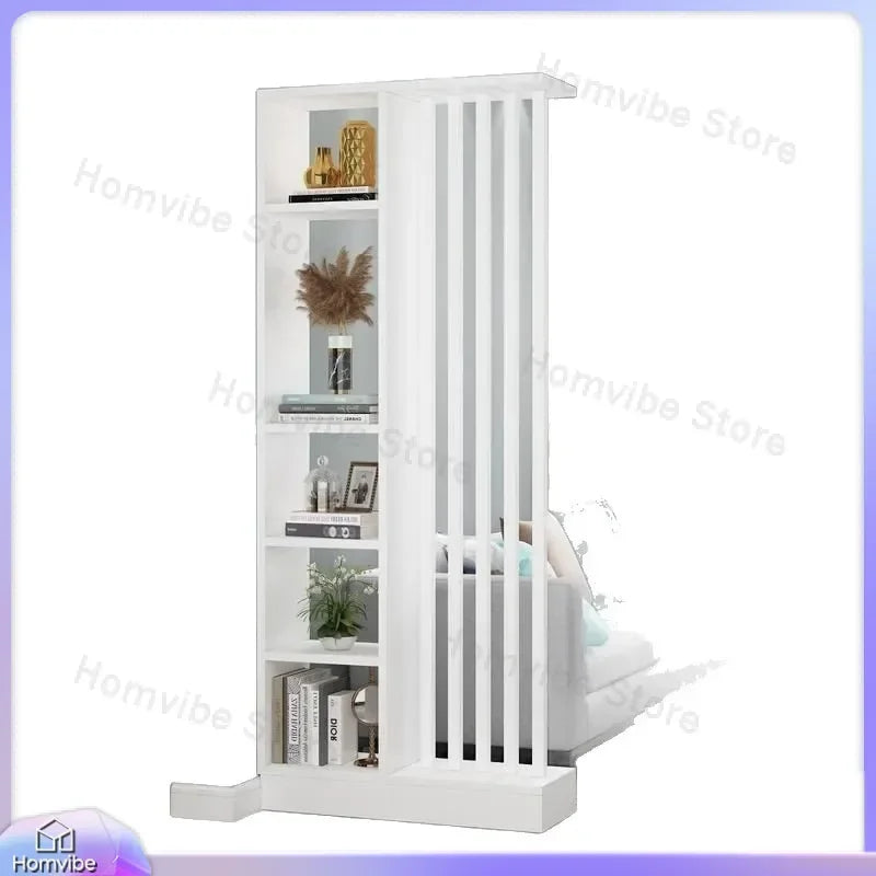 Étagère Séparatrice de Pièce à Lames Verticales Blanc Noir Gris 205 cm