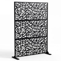 Paravent extérieur acier galvanisé noir motif lignes irrégulières, pour un jardin