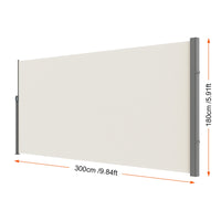 Paravent rétractable latéral extérieur polyester gris beige, dimensions beige, hauteur 180 x longueur 300 cm