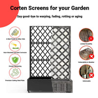 Paravent extérieur jardinière treillis losanges roulettes noir blanc, pour un balcon