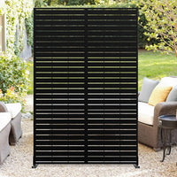 Paravent Extérieur Métal Ajouré Noir Blanc Bois 120 x 183 cm