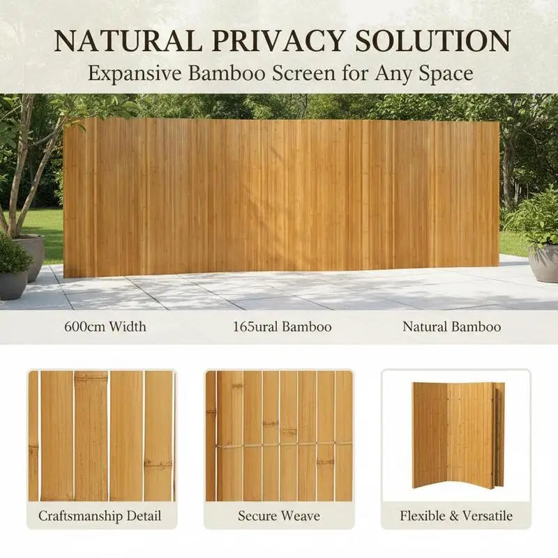 Paravent Bambou Naturel Enroulable 600 x 165 cm