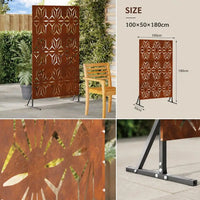 Paravent extérieur acier patine rouille motif étoiles, pour un jardin