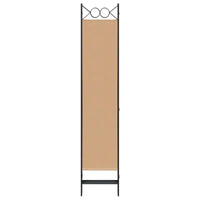 Paravent 6 Panneaux Tissu Beige Cadre Métal Noir 240 x 200 cm