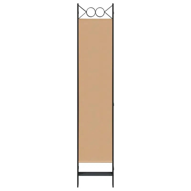 Paravent 6 Panneaux Tissu Beige Cadre Métal Noir 240 x 200 cm