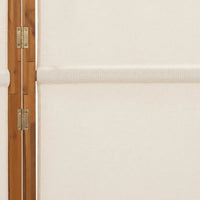 Paravent 5 Panneaux Bois d'Acacia Textilène Crème 350 x 180 cm
