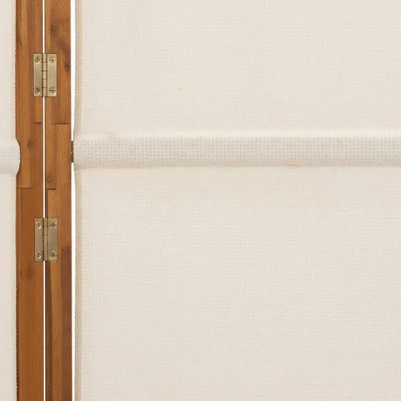 Paravent 5 Panneaux Bois d'Acacia Textilène Crème 350 x 180 cm