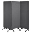 Cloison Acoustique 3 Panneaux Gris Foncé sur Roulettes 183,5 x 167 cm