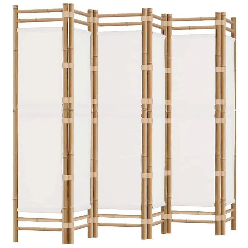 Paravent 6 panneaux bambou et toile écrue, pour un coin bureau