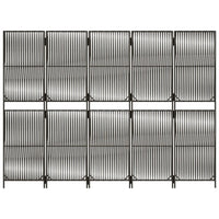 Paravent Pliant 5 Panneaux Polyrotin Gris Tissage Linéaire Cadre Acier