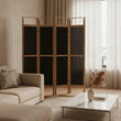 Paravent 5 Panneaux Bambou Toile Noire 200 x 180 cm